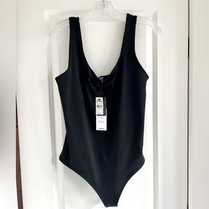 NWT Express Bodycon Silky Black Bodysuit